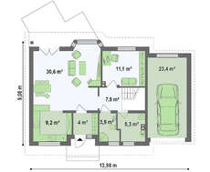 Проект двухэтажного загородного коттеджа 9 на 14