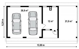 Проект отдельно стоящего гаража на две машины