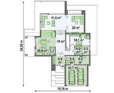 Проект двухэтажного особняка с площадью более 300 m²