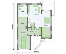 Проект коттеджа с мансардой котельной комнатой