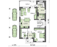 Проект классического дома с навесом для 2 авто