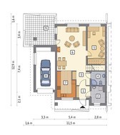 Проект современного таунхауса с гаражом на одно авто