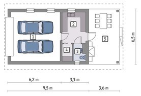 Проект гаража на два авто с террасой