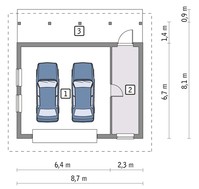 Проект гаража на 2 авто с автомастерской