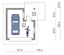 Проект компактного гаража с навесом