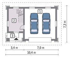 Проект гаража-замка на две машины с мансардой