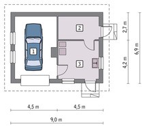 Проект гаража на 1 авто в 50 квадратов