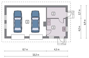 Проект гаража на 2 авто с интересной планировкой