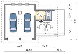Проект капитального гаража на 2 авто с красивой крышей