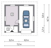 Проект гаража на 1 автомобиль с кирпичным декором