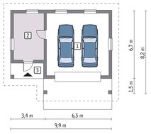 Проект гаража на 2 авто с нежилым помещением