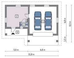 Проект гаража с комнатой отдыха на 2 авто
