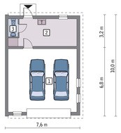 Проект гаража на два авто с односкатной крышей