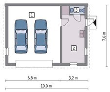 Проект гаража на 2 машины с комнатой отдыха