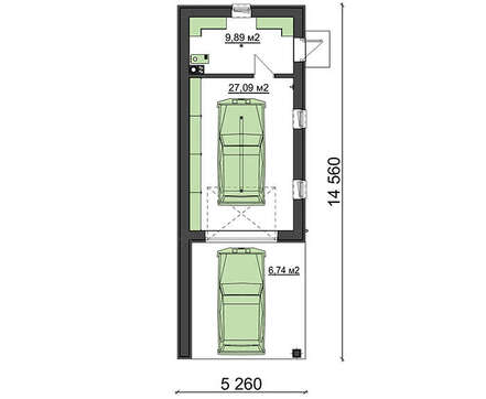 Проект гаража с навесом на 1 авто