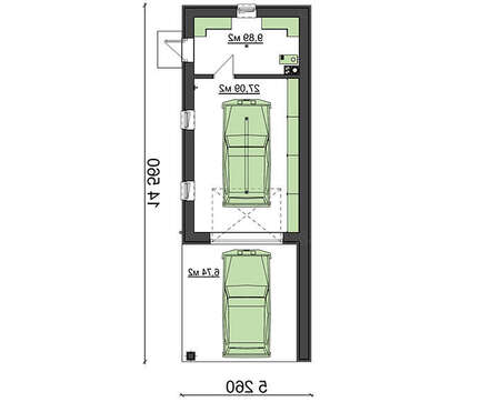 Проект гаража с навесом на 1 авто