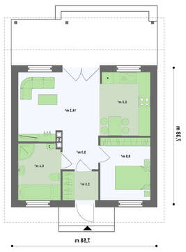 Проект небольшого загородного коттеджа с крытой террасой