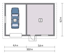 Гараж на 1 машину с односкатной крышей
