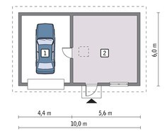 Проект гаража на 1 автомобиль с четырехскатной крышей
