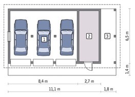 Гараж на 3 машины с навесом