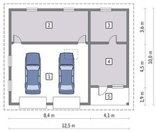Проект гаража на 2 машины с жилыми помещениями