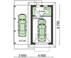 Проект гаража на 1 машину с навесом