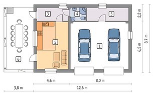 Проект гаража на 2 автомобиля с жилыми помещениями