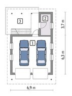 Проект гаража с навесом на 2 машины