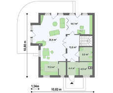 Симпатичный дом с мансардой и большими окнами