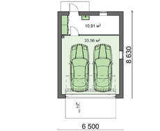 Проект гаража на 2 машины с плоской крышей