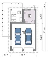 Проект гаража на 2 машины с красивой террасой