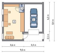 Проект симпатичного гаража с жилой комнатой