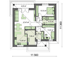 Одноэтажный коттедж с крытой террасой