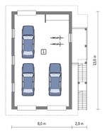 Проект гаража на 3 машины с жилыми помещениями на втором этаже