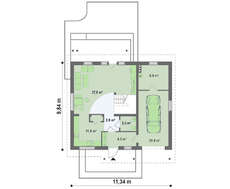 Проект аккуратного мансардного дома со встроенным гаражом для одной машины