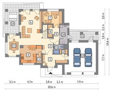 Проект современного дома с гаражом на 2 автомобиля
