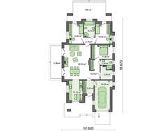 Проект одноэтажного жилого дома на 4 спальни