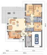 Одноэтажный дом на 4 спальни