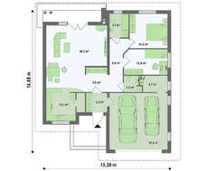 Большой одноэтажный дом с гаражом для двух авто