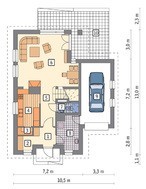 Проект двухэтажного коттеджа с гаражом на 1 авто