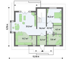 Проект коттеджа с мансардой и балконом в спальне хозяев