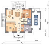 Проект видного особняка с высокой кровлей