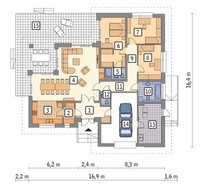 Проект одноэтажного дома в жизнерадостной расцветке