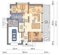 Одноэтажный дом на 3 спальни