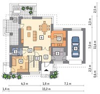 Проект двухэтажного дома на 6 пален