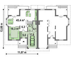Проект двухэтажного загородного дома с чердаком на две семьи