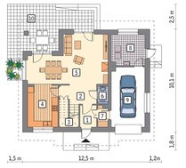 Проект двухэтажного дома с интересным декором стен