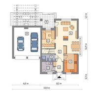 Проект жилого дома с мансардой и гаражом на 2 машины