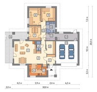 Проект милого жилого дома с гаражом на 2 авто