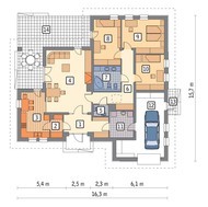 Проект одноэтажного коттеджа декорированного натуральным камнем